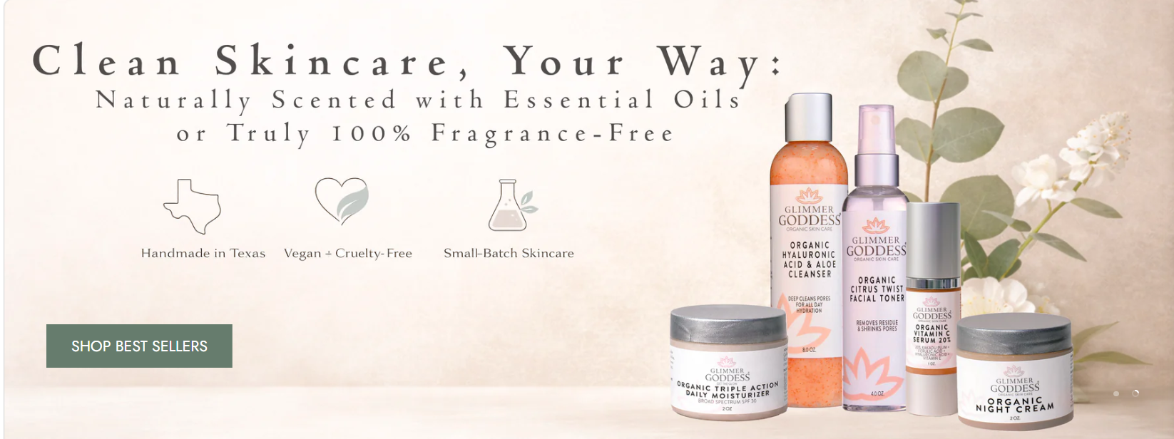 Glimmer Goddess clean skincare products