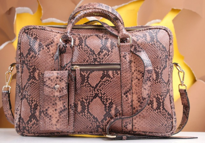 Brown Pattern JD leather Laptop Bag